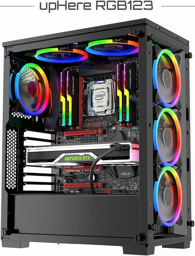 Alt view image 11 of 12 - upHere 120mm RGB Series Case Fan,Quiet Edition High Airflow LED Case Fan for PC Cases-5 Pack