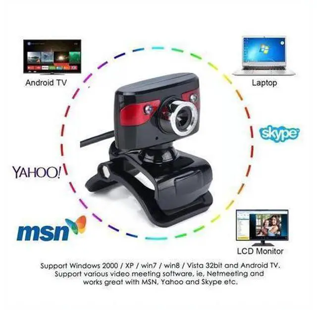 Alt view image 8 of 10 - Web Camera USB Webcam 2 Led Web Cam with MIC Clip-on for Skype Youtube Computer PC Laptop Notebook Camera
