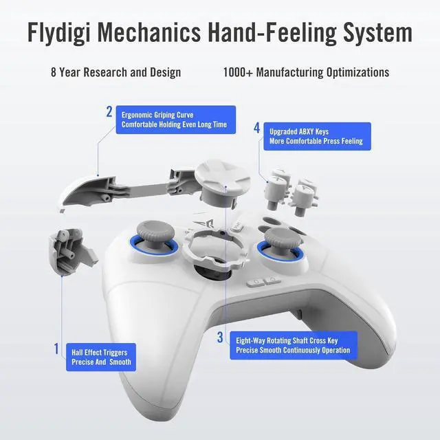Alt view image 14 of 14 - FLYDIGI Direwolf 2 PC Game Controller Hall Effect Joystick & Trigger Macros & Turbo Quick Setting Dual Vibration 800mAh Multi-Platform Controller for PC/NS/TV/Laptop/Android/IOS/Mobile Native