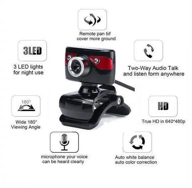 Alt view image 10 of 10 - Web Camera USB Webcam 2 Led Web Cam with MIC Clip-on for Skype Youtube Computer PC Laptop Notebook Camera