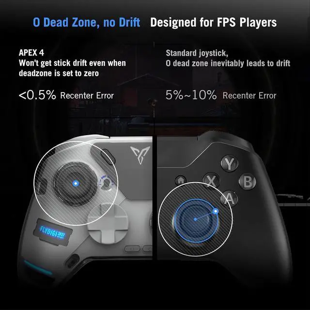 Alt view image 14 of 14 - FLYDIGI APEX 4 PC Controller Force Feedback Trigger Force-Adjustable Alloy Joysitck Full-Color LCD Display 1500mAh 1000hz Report Rate Stereo Vibration PC/NS/TV/Android/Laptop