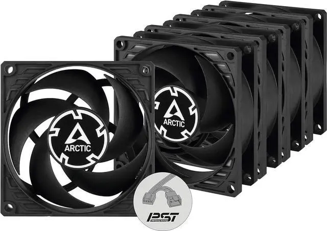Alt view image 8 of 13 - ARCTIC P8 PWM PST (5 Pack) - 80 mm Case Fan, PWM Sharing Technology (PST), Pressure-Optimised, Quiet Motor, Computer, Fan Speed: 200-3000 RPM - Black