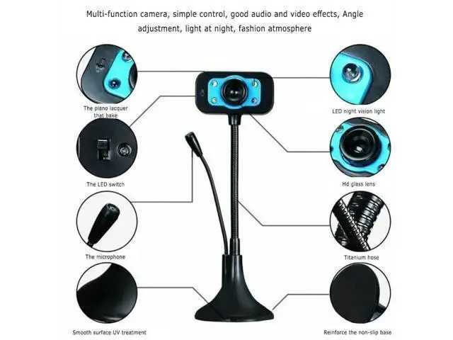 Alt view image 10 of 10 - HD Webcam Video Webcam USB Camera Built-in Microphone Video Teaching Live With Mic HD LED Web Camera MIC
