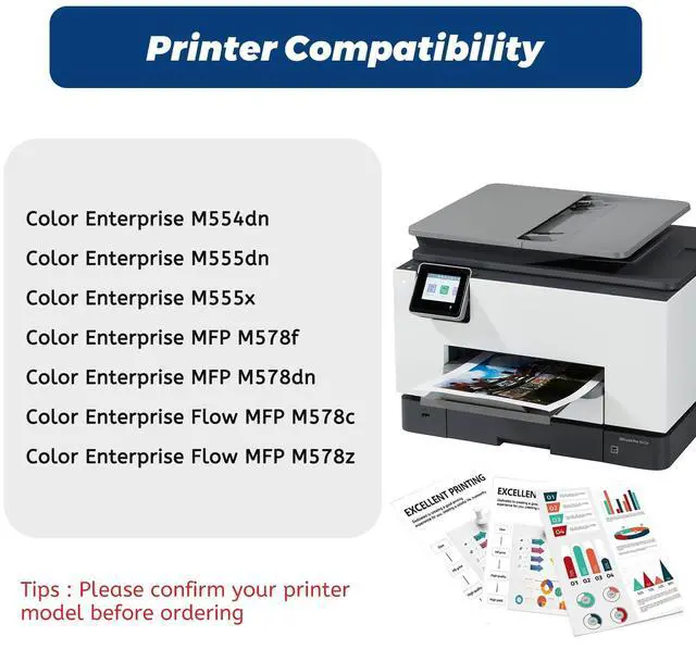 Alt view image 2 of 7 - 212A Toner Cartridge Set Remanufactured for HP 212X W2120A M554 M555 M578 | Compatible for HP Color Laserjet Enterprise M555dn M554dn M555x M555 M554 MFP M578,with Upgraded Chip,No Fading,No Streak