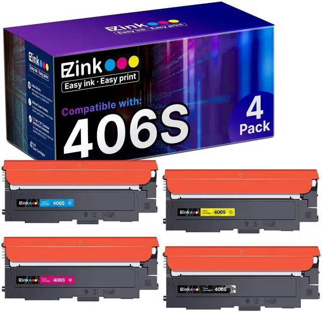 Main image of Compatible CLT-406S Toner Replacement for Samsung 406S 4 Pack | High Yield CLT-K406S CLT-C406S CLT-M406S CLT-Y406S to Use with Xpress C460W C410W Printer (Black, Cyan, Magenta, Yellow)