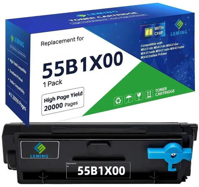 Main image of 55B1X00 Toner Cartridges 20,000 Pages (with Chip) Replacement for Lexmark 55B1X00 55B1H00 55B1000 Toner for Lexmark MS331dn MS431dn MS431dw MX331adn MX431adw MX431adn MX432adwe MS331 MS431 MX331
