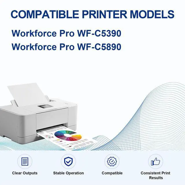 Alt view image 2 of 6 - Remanufactured T10W Yellow T10W400 Ink Compatible with WF-C5890 Printer | High Yield T10W400 Compatible with Workforce Pro WF-C5390 WF-C5890 Color Printer Ink,Anti-block nozzle