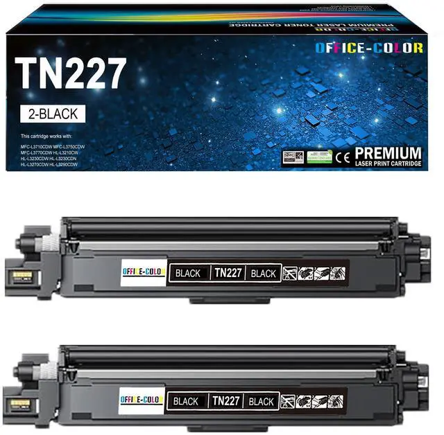 Main image of TN227 Black High Yield Toner Cartridge for Brother TN227BK, 2-Pack | Replacement for Brother TN 227BK, Compatible with HL-L3270CDW HL-L3230CDW HL-L3210CW MFC-L3710CDW HL-L3290CDW Printer