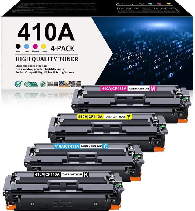 Main image of 410A Toner Cartridges 4 Pack (1Black/1Cyan/1Magenta/1Yellow) Replacement for HP CF410A 410A Toner Cartridge for Color Pro MFP M477fdw M477fnw M477fdn M377dw Color Pro M452dn M452nw M452dw Printer