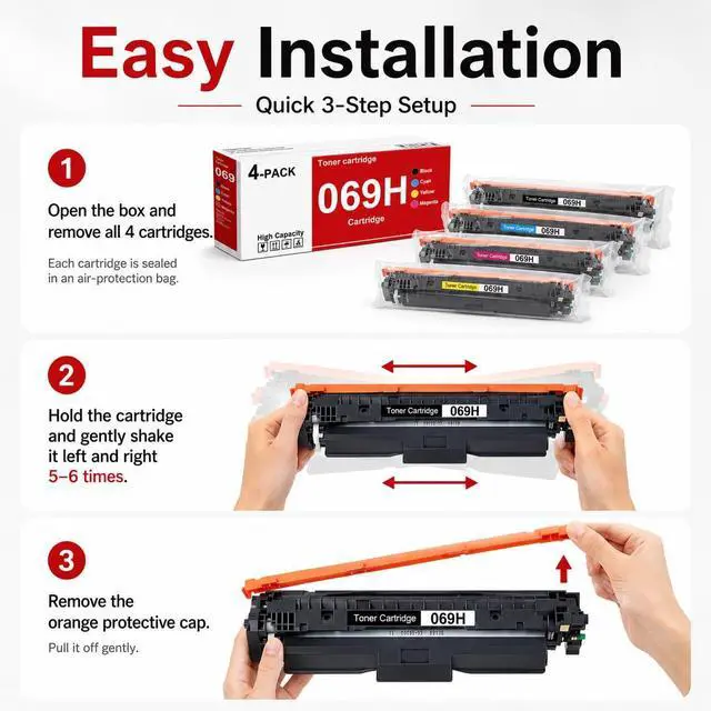 Alt view image 7 of 7 - 069H Toner Cartridge MF753Cdw Toner Replacement for Canon 069 069H | High Yield 069H Toner Cartridge set work with imageCLASS MF753Cdw MF751Cdw LBP674Cdw Printer (4PK, BK/C/M/Y)