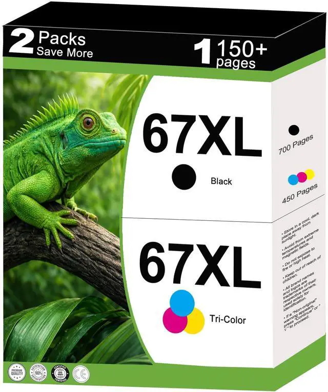 Main image of 67XL Ink Cartridge Combo Pack Compatible for HP Ink 67 XL Fit for Deskjet 2855e 2800e 2852e 2827e 4227e 4255e 1255 Envy 6055e 6075 6432e 6455e 6458e 6475e Pro 6455 2-Pack Black Color with V28.7.2 Chip