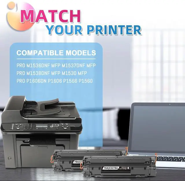 Alt view image 2 of 7 - 78A CE278A High Yield Toner Cartridge (Black, 2-Pack) | Compatible 78A CE278A Black Toner Replacement for HP LaserPro P1560 P1566 P1606 P1606dn MFP M1536 M1536dnf M1537dnf Printer