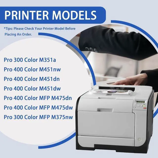 Alt view image 2 of 7 - 305A Toner Cartridge 4-Piece Combo Pack Black,Cyan,Magenta,Yellow | Compatible for HP 305A 305X for Color Laserjet Pro 400 Color M451dw M451dn M451nw MFP M475dw M475dn M375nw Printer High Yield