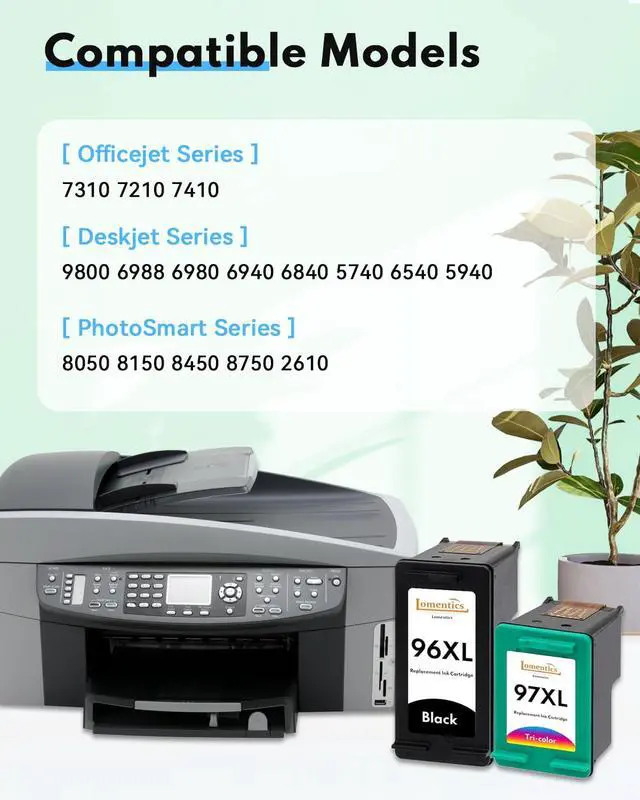 Alt view image 2 of 7 - 96XL 97XL Ink Cartridges Black Color Combo Pack (2-Pack, 1Black/1Tri-Color) Replacement for HP Ink 96XL 97XL for Deskjet 6940 6980 9800 Officejet 7310 7210 Printer