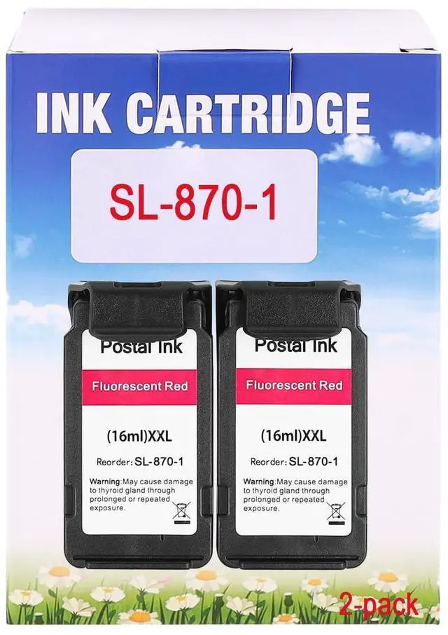 Alt view image 2 of 7 - SL-870-1 Red Fluorescent Ink Cartridge for Pitney Bowes SendPro Mailstation CSD1 2-Pack