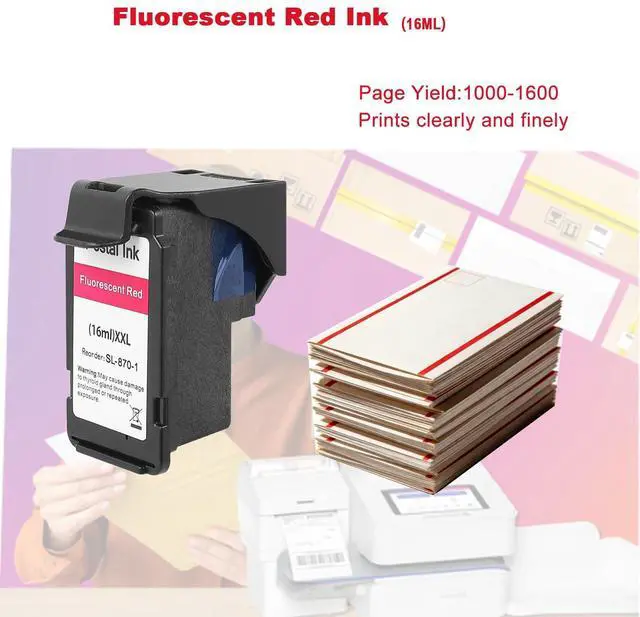 Alt view image 6 of 7 - SL-870-1 Red Fluorescent Ink Cartridge for Pitney Bowes SendPro Mailstation CSD1 2-Pack