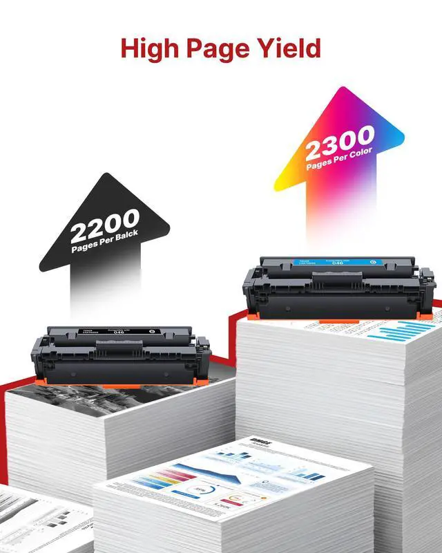 Alt view image 3 of 7 - 046 Toner Cartridge 4 Pack Replacement for Canon 046 046H CRG-046 CRG-046H | Compatible for Canon Color ImageCLASS MF733Cdw MF731Cdw MF735Cdw MF654Cx Series Printer (Black, Cyan, Yellow, Magenta)