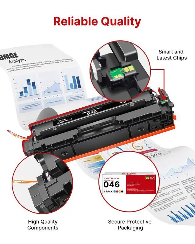 Alt view image 5 of 7 - 046 Toner Cartridge 4 Pack Replacement for Canon 046 046H CRG-046 CRG-046H | Compatible for Canon Color ImageCLASS MF733Cdw MF731Cdw MF735Cdw MF654Cx Series Printer (Black, Cyan, Yellow, Magenta)