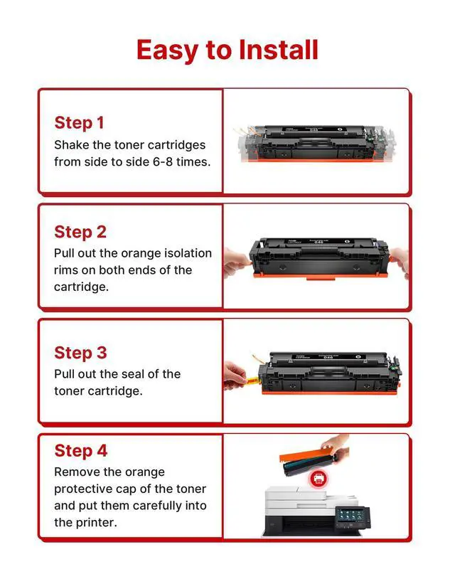 Alt view image 6 of 7 - 046 Toner Cartridge 4 Pack Replacement for Canon 046 046H CRG-046 CRG-046H | Compatible for Canon Color ImageCLASS MF733Cdw MF731Cdw MF735Cdw MF654Cx Series Printer (Black, Cyan, Yellow, Magenta)