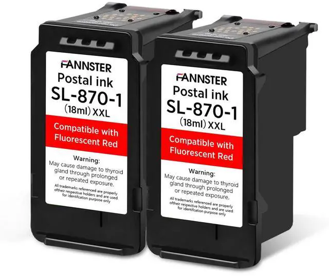 Main image of High Capacity SL-870-1 XXL Red Ink Cartridge Compatible with SL870-1 SL8701 XXL Fluorescent Red Ink Replacement for Pitney Bowes SendPro Mailstation Postage Meter (CSD1) 2-Pack18ml*2