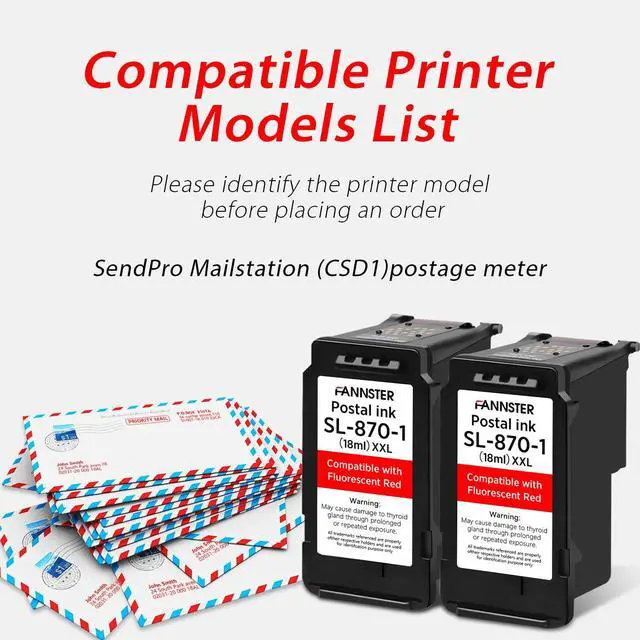 Alt view image 2 of 7 - High Capacity SL-870-1 XXL Red Ink Cartridge Compatible with SL870-1 SL8701 XXL Fluorescent Red Ink Replacement for Pitney Bowes SendPro Mailstation Postage Meter (CSD1) 2-Pack18ml*2