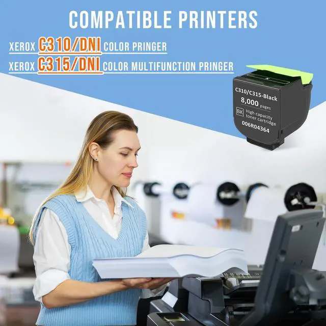 Alt view image 2 of 7 - for Xerox C310 C315 Toner Cartridge Black 8000 Pages Extra High Capacity Replacement 006R04364 Compatible 006R04356 Standard Ink Cartridge for Xerox C315DNI C310DNI Color Multifunction Printer (Black)