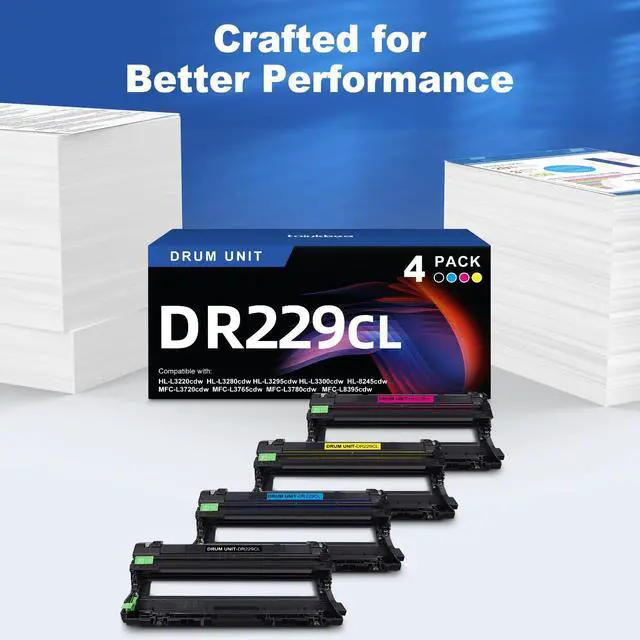 Alt view image 6 of 6 - DR229CL Drum Unit Compatible for Brother DR229CL DR-229CL Use with TN229XL | work with HL-L3220CDW L3280CDW L3295CDW L3300CDW MFC-L3720CDW L3780CDW L3765CDW L8395CDW Series Printer 4 Pack (Drum Only)