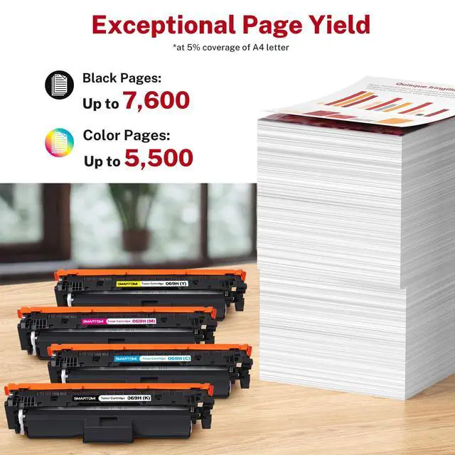 Alt view image 4 of 7 - 069H Toner Cartridges 4 Pack Set Replacements for Canon 069H With Chip | 069 High Capacity Compatible for Canon Color imageClass LBP674C MF750C Series MF753Cdw MF751Cdw LBP674Cdw Printer