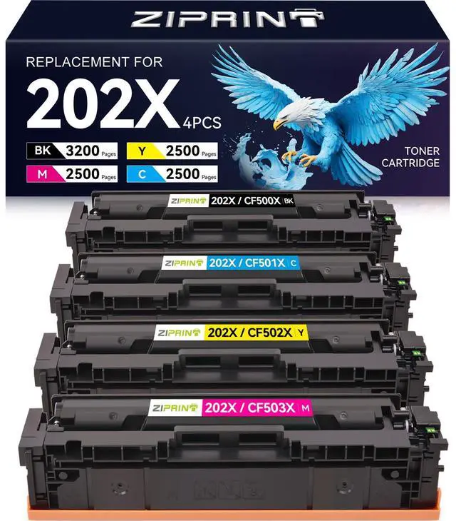 Main image of 202X Toner Cartridges High Yield 202A CF500X CF500A M281fdw 4 Pack | Compatible for HP Color LaserJet Pro MFP M281fdw M254dw M281cdw M281fdn M281dw M280nw M254 Series (Black Cyan Magenta Yellow)