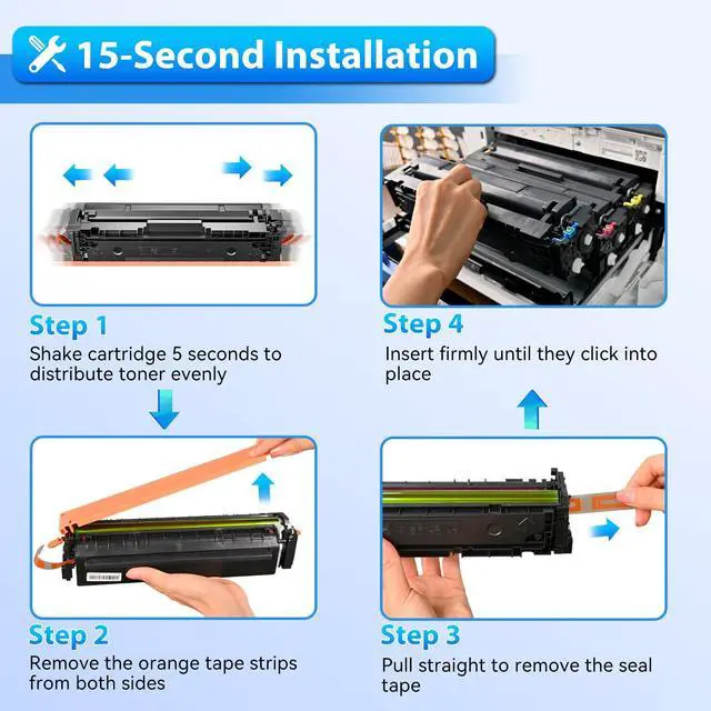 Alt view image 6 of 7 - 202X Toner Cartridges High Yield 202A CF500X CF500A M281fdw 4 Pack | Compatible for HP Color LaserJet Pro MFP M281fdw M254dw M281cdw M281fdn M281dw M280nw M254 Series (Black Cyan Magenta Yellow)