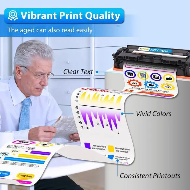 Alt view image 4 of 7 - 202X Toner Cartridges High Yield 202A CF500X CF500A M281fdw 4 Pack | Compatible for HP Color LaserJet Pro MFP M281fdw M254dw M281cdw M281fdn M281dw M280nw M254 Series (Black Cyan Magenta Yellow)
