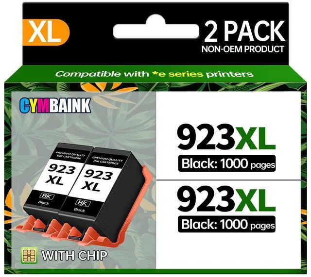 Main image of Black 2Pack 923XL Ink Cartridge High-Yield with Chip Compatible with Home Office School Printers Replacement for Pro 8120 8122e 8132e 8124e 8125e 8130 (923XL-2Black) (Black) (Black)