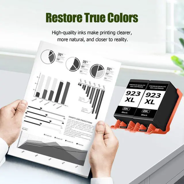 Alt view image 4 of 5 - Black 2Pack 923XL Ink Cartridge High-Yield with Chip Compatible with Home Office School Printers Replacement for Pro 8120 8122e 8132e 8124e 8125e 8130 (923XL-2Black) (Black) (Black)