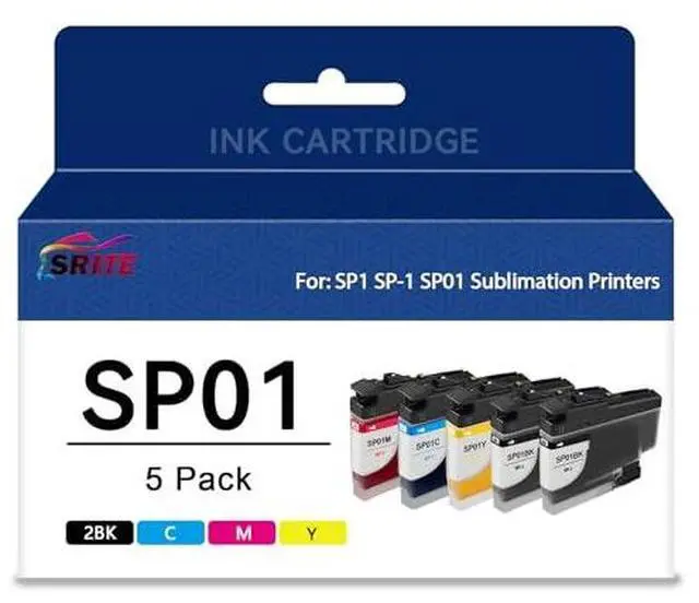 Main image of SP1 SP01 SP-1 Sublimation Ink Cartridge High Capacity Compatible with SP01BKS SP01CS SP01MS SP01YS for Brother SP-1 Sublimation Printer (5-Pack)