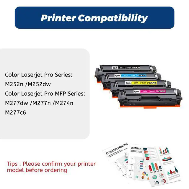 Alt view image 3 of 7 - 201A Toner Cartridge for HP Color LaserJet Pro MFP M277dw M252dw M277c6 | Compatible for HP 201X CF400A CF400X For Color LaserJet Pro M255dw M283fdn M282nw M255nw M283 M255 M282 Printer 4 Pack
