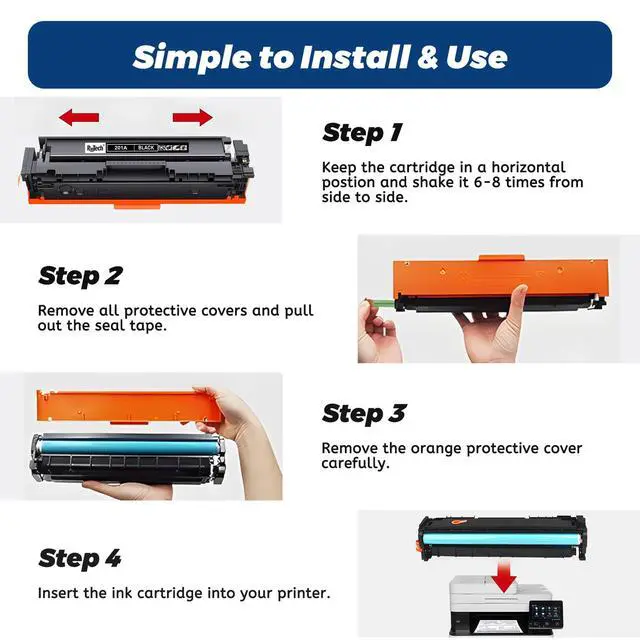 Alt view image 7 of 7 - 201A Toner Cartridge for HP Color LaserJet Pro MFP M277dw M252dw M277c6 | Compatible for HP 201X CF400A CF400X For Color LaserJet Pro M255dw M283fdn M282nw M255nw M283 M255 M282 Printer 4 Pack
