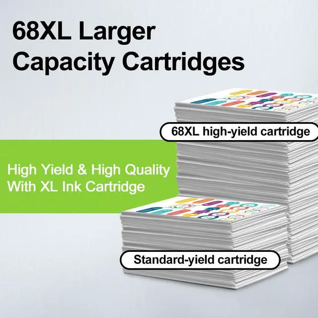 Alt view image 4 of 7 - 68e Black and Tri-Color Ink Cartridge Replacement for HP 68xl Ink cartridges for Replacement for Envy 6155e 6500e 6552e 6555e 6558e 6100e 6152e Printer 6520e 6530e 6165e 6110e 6120e(2-Packs)
