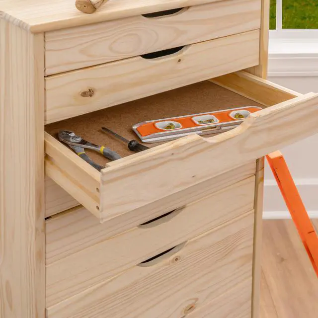 Alt view image 6 of 7 - Corinne Unfinished Eight Drawer Wooden Rolling Storage Cart