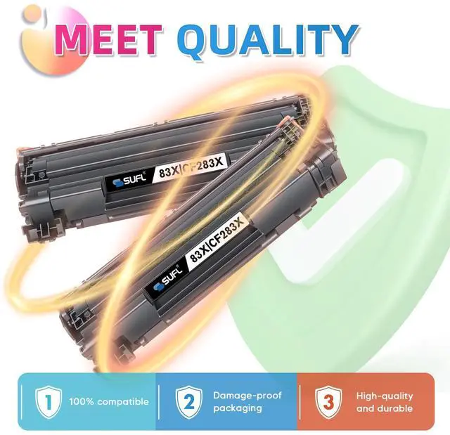 Alt view image 4 of 7 - 83X CF283X High Yield Toner Cartridge (Black, 2-Pack) | Compatible 83X CF283X CF283 Black Toner Replacement for HP Laser Pro M125nw M201dw M225dw M201n M125a M127fn M127fw Printer
