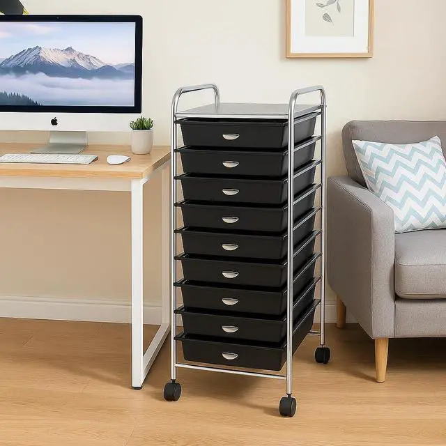 Alt view image 2 of 6 - US TECH Storage Organizer for Art Supplies Beauty Products Kids' Cafts & Makeup with 10-Drawer Multipurpose Rolling Storage Organizer (10 Tier, Black)