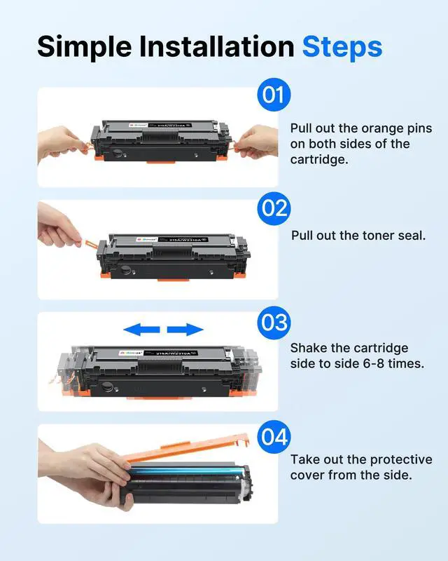 Alt view image 7 of 7 - 215A Toner Cartridges (with Chip) - Replacement for HP 215A Toner Cartridges 4 Pack for HP 215A work for HP Color Laseret Pro MFP M182nw M183fw M183fdw M155dw M155nw Series Printer4 Pack, 215a toner