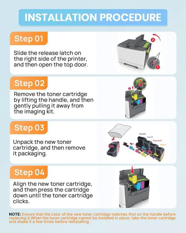Alt view image 6 of 7 - Compatible Replacement for Xerox C310/C315 Toner Cartridges 4 Packs | C310/C315 High-Yield Toner Cartridge for Xerox C310 C310DNI C310DNIM C315 C315DNI Printer,006R04356 006R04357 006R04358(BCMY)