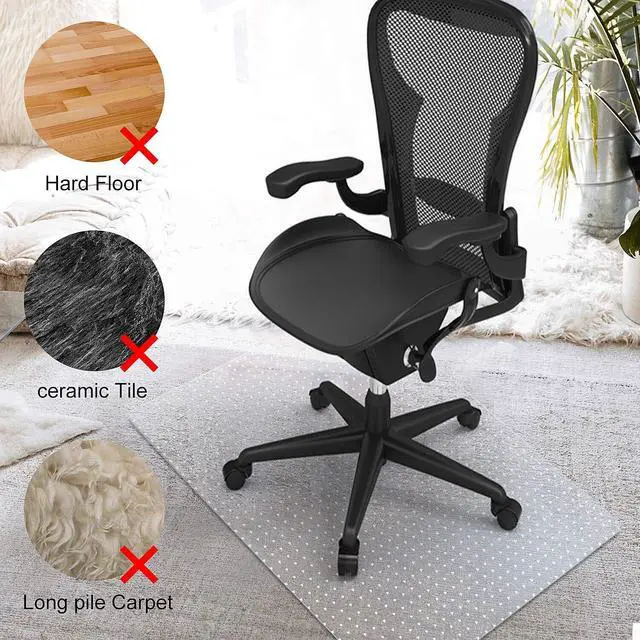 Alt view image 4 of 7 - Chair Mat for Carpet 60"x 36" Large Chair Mat Thick and Sturdy | Easy Glide on Hard Floors, Clear Desk Chair Mat for Wood Floors Heavy Duty