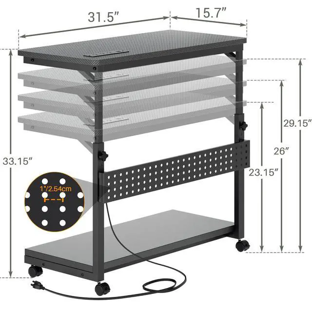 Alt view image 3 of 7 - Computer Tower Stand with Outlets, PC Stand for Floor
