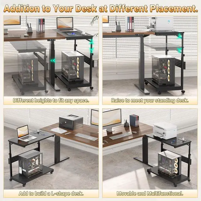 Alt view image 4 of 7 - Computer Tower Stand with Outlets, PC Stand for Floor