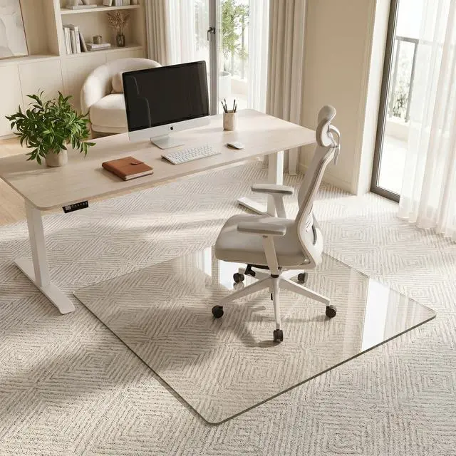 Main image of Tempered Glass Chair Mat, 45"x45" Office Chair Mat for Carpet & Hardwood Floors, Heavy Duty 0.2" Desk Chair Mat for Smooth Rolling at Home or Office