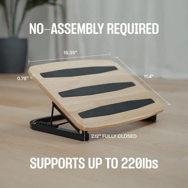 Alt view image 6 of 7 - Adjustable Under Desk Foot Stool - Ergonomic Foot Rest with 7 Angles - Walnut