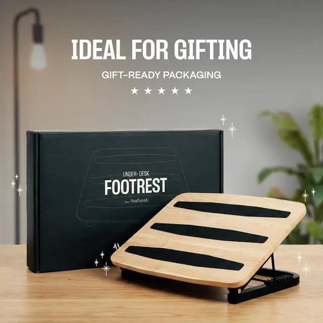 Alt view image 7 of 7 - Adjustable Under Desk Foot Stool - Ergonomic Foot Rest with 7 Angles - Natural