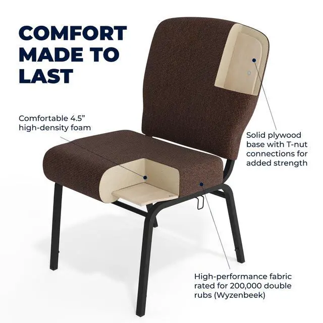 Alt view image 5 of 7 - Advantage Signature Elite Java Church Chair - 20 in. Wide