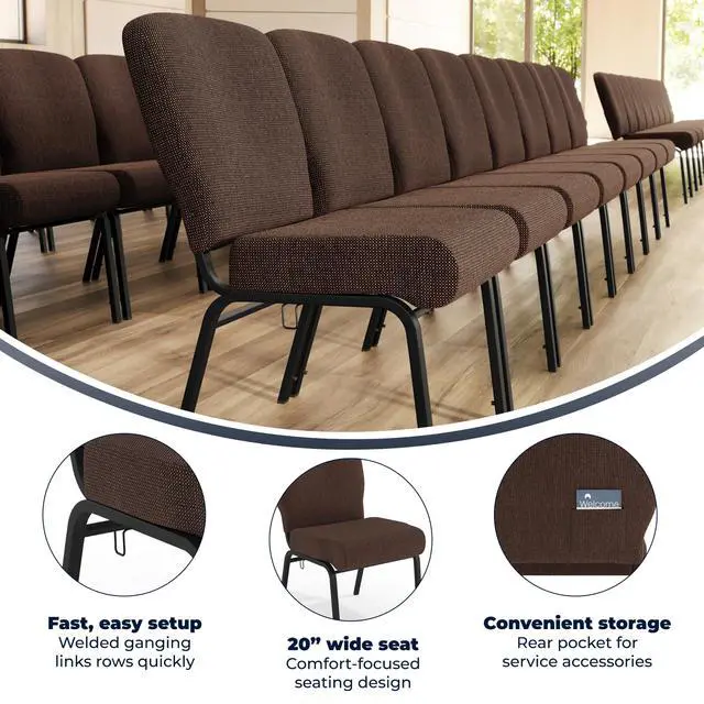 Alt view image 4 of 7 - Advantage Signature Elite Java Church Chair - 20 in. Wide